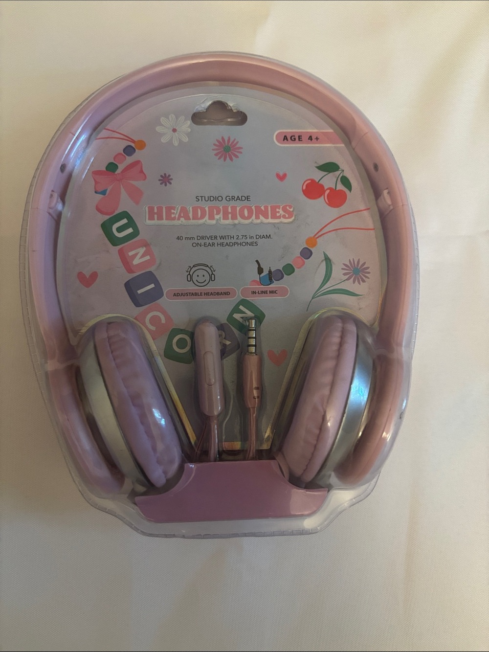 Pink On-Ear Headphones with Inline Mic